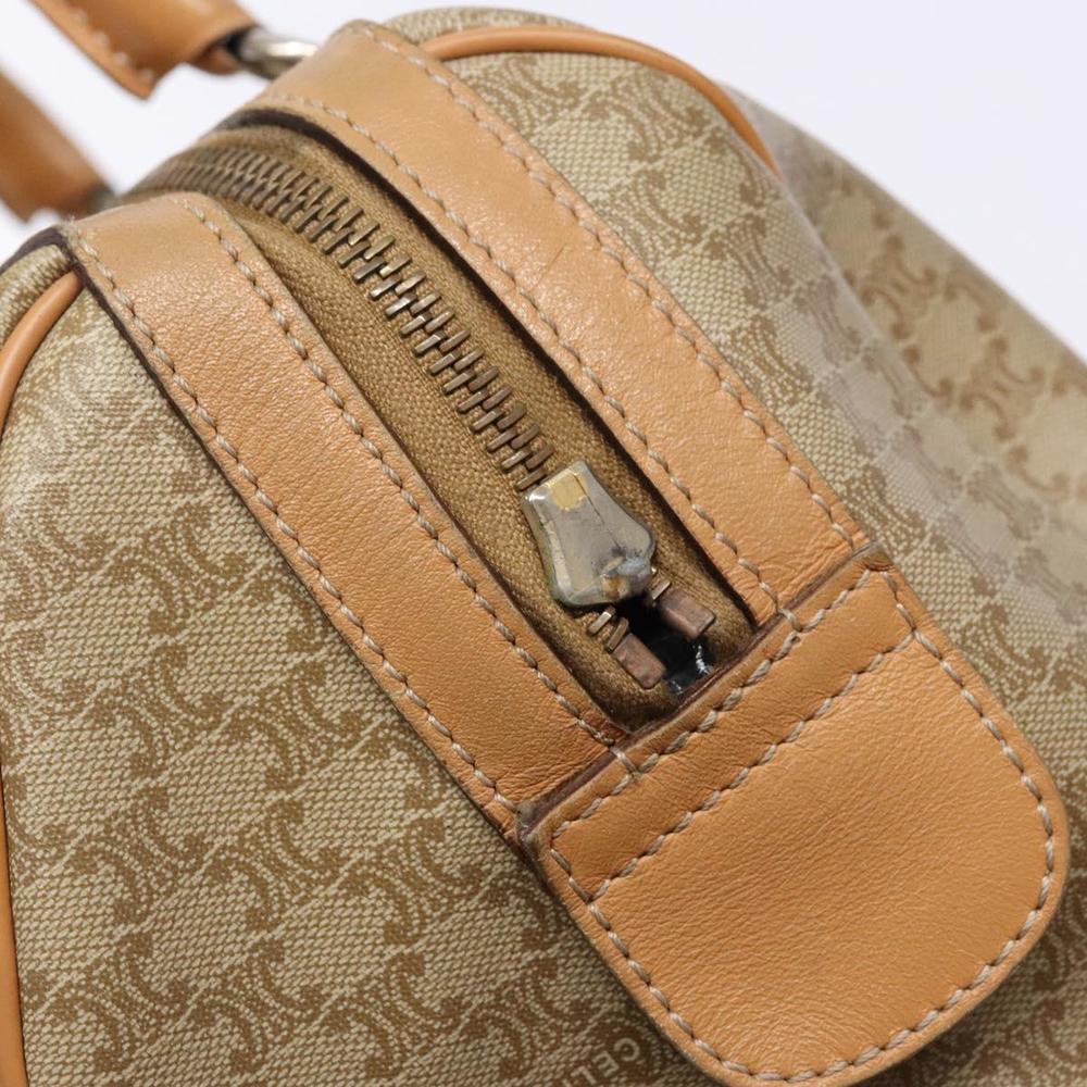 CELINE Macadam Canvas Boston Bag PVC Beige Gold Auth gh517 - Picture 10 of 16